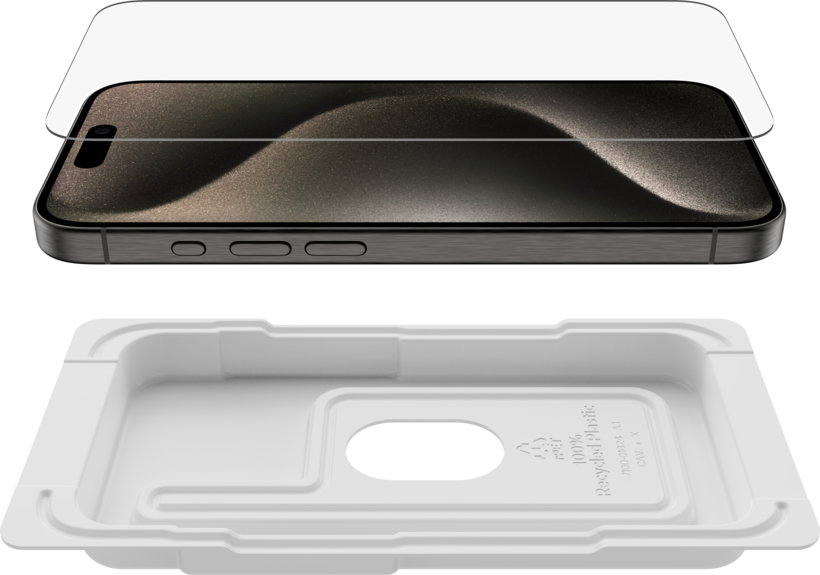 واقي شاشة زجاجي من Belkin لجهاز iPhone 15 Pro.