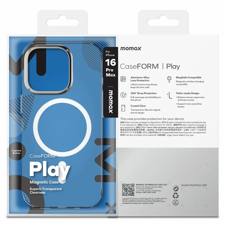 جراب MOMAX المغناطيسي الشفاف لهاتف iPhone 16 PRO 6.3