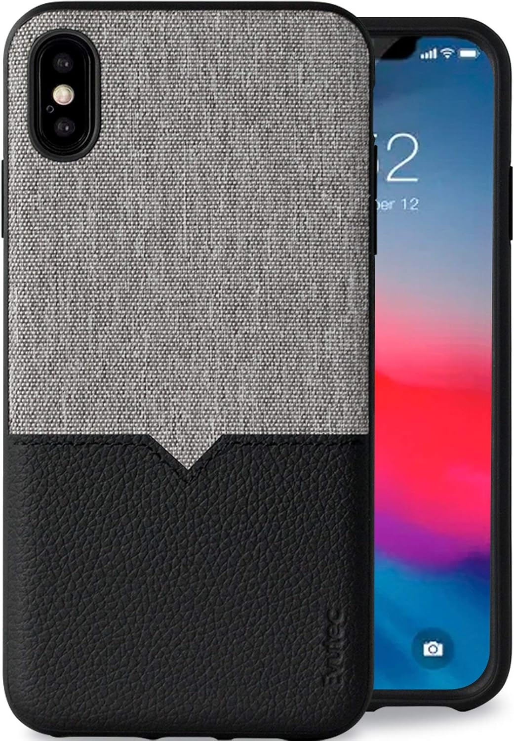 جراب/غطاء Evutec Northill لهاتف iPhone XS Max من القماش باللون الأسود مع حامل مغناطيسي للسيارة aFIX plus Air Vent