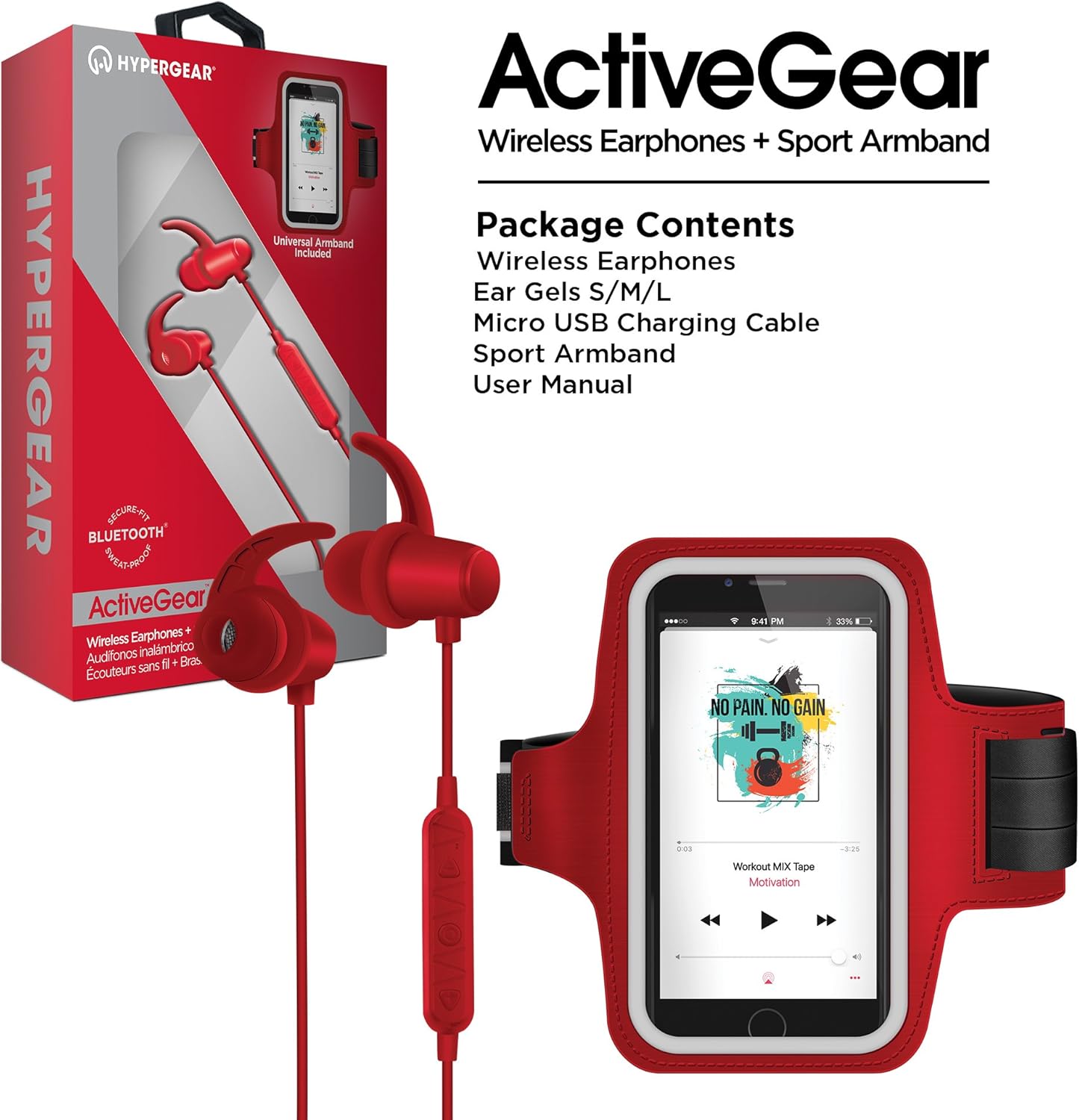 سماعات أذن لاسلكية HyperGear Active Gear + سوار رياضي 