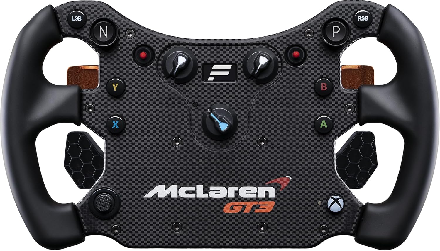 عجلة قيادة سباق ماكلارين GT3 v2 Xbox Sim المرخصة رسميًا من FANATEC CSL Elite - مقابض تناظرية، مقابض تغيير مغناطيسية، مفتاح متعدد الأوضاع، شاشة OLED للكمبيوتر الشخصي، PS5، PS4، Xbox Series X|S، Xbox