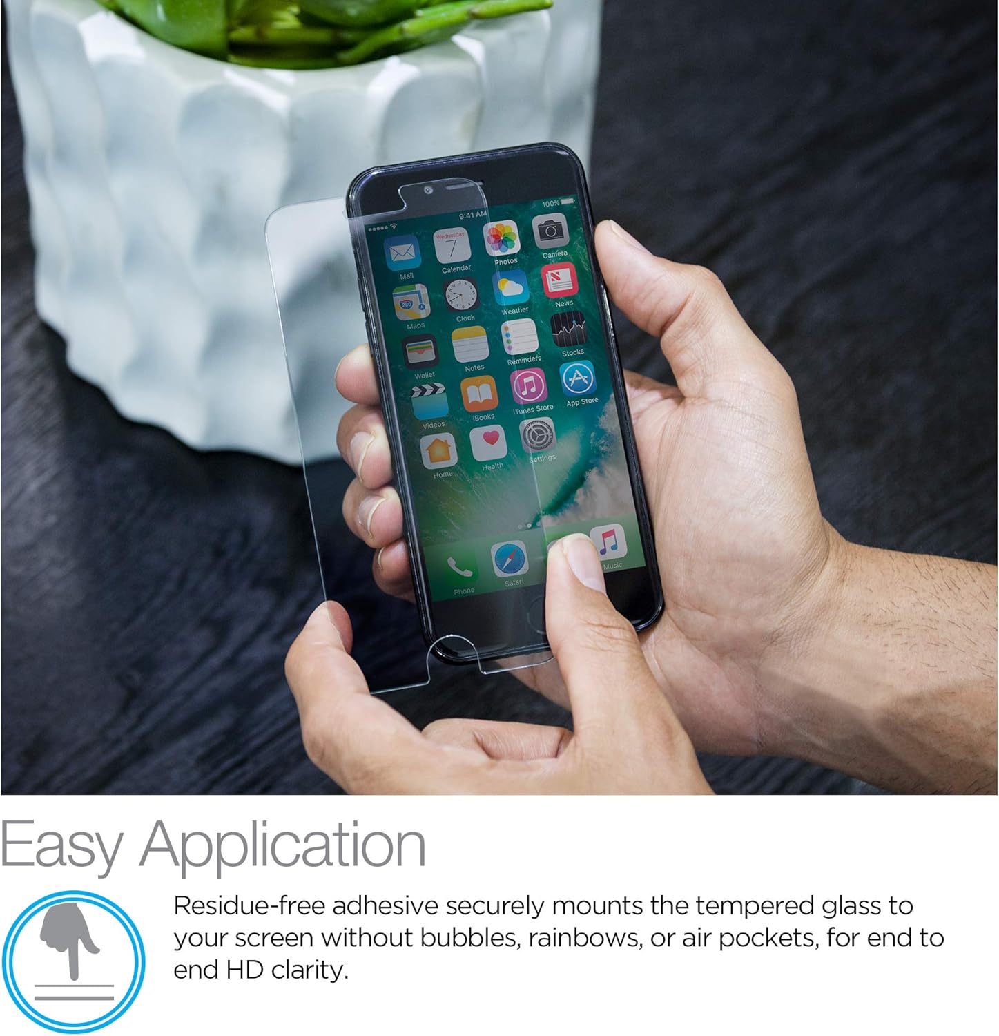 Naztech Premium HD Tempered Glass Screen Protector [Anti-Fingerprint & Built-in Shatter Prevention] Compatible For iPhone 8/ 7/ 6s - Easy Installation