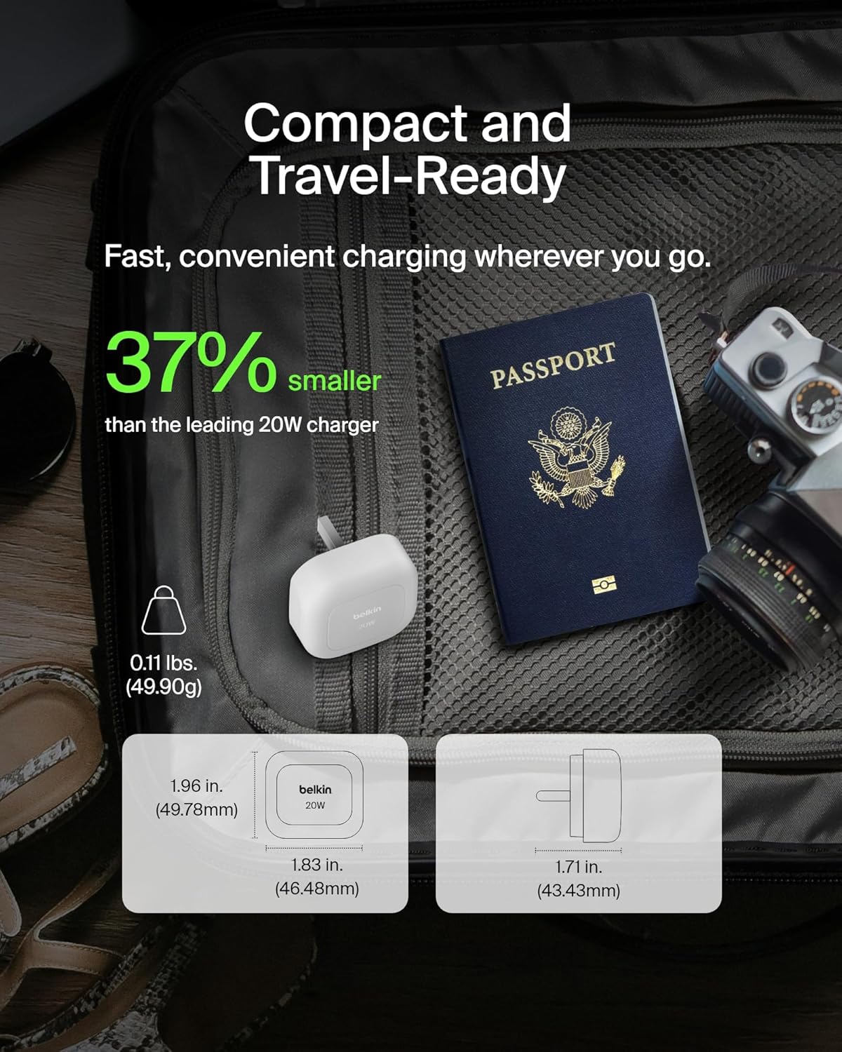Belkin Boost Charge 20W Cubic Wall Charger USB-C Power 1m White