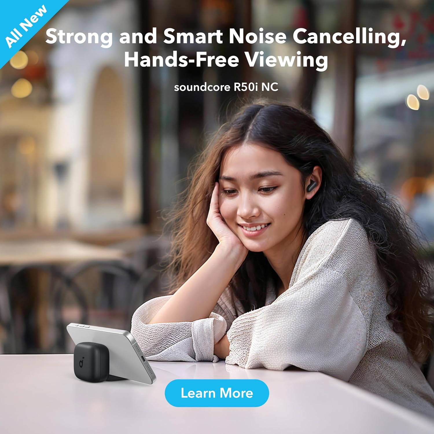 Soundcore by Anker R50i NC Wireless Bluetooth Earphones, Powerful and Smart Noise Cancelling, Powerful Bass, 45 Hours Playtime Black