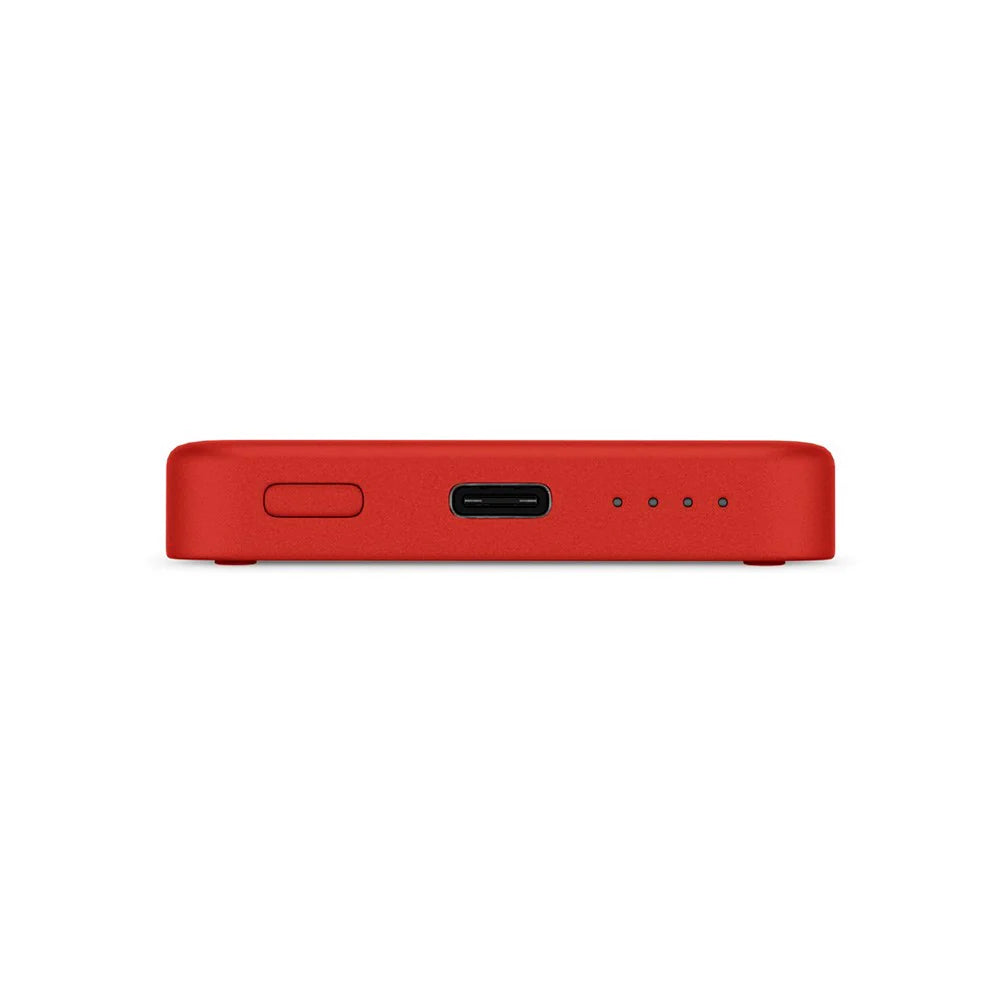 باور بانك لاسلكي مغناطيسي ١٥ واط، سعة ٤٢٠٠ مللي أمبير/ساعة، مع كابل USB-C وLightning - متوافق مع MagSafe - أحمر