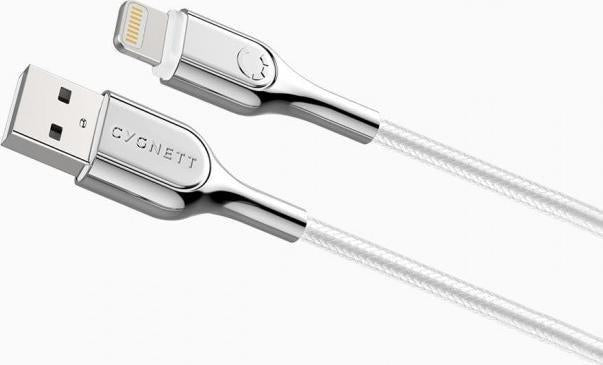 كابل Cygnett USB-A إلى Lightning بطول 10 سم باللون الأبيض
