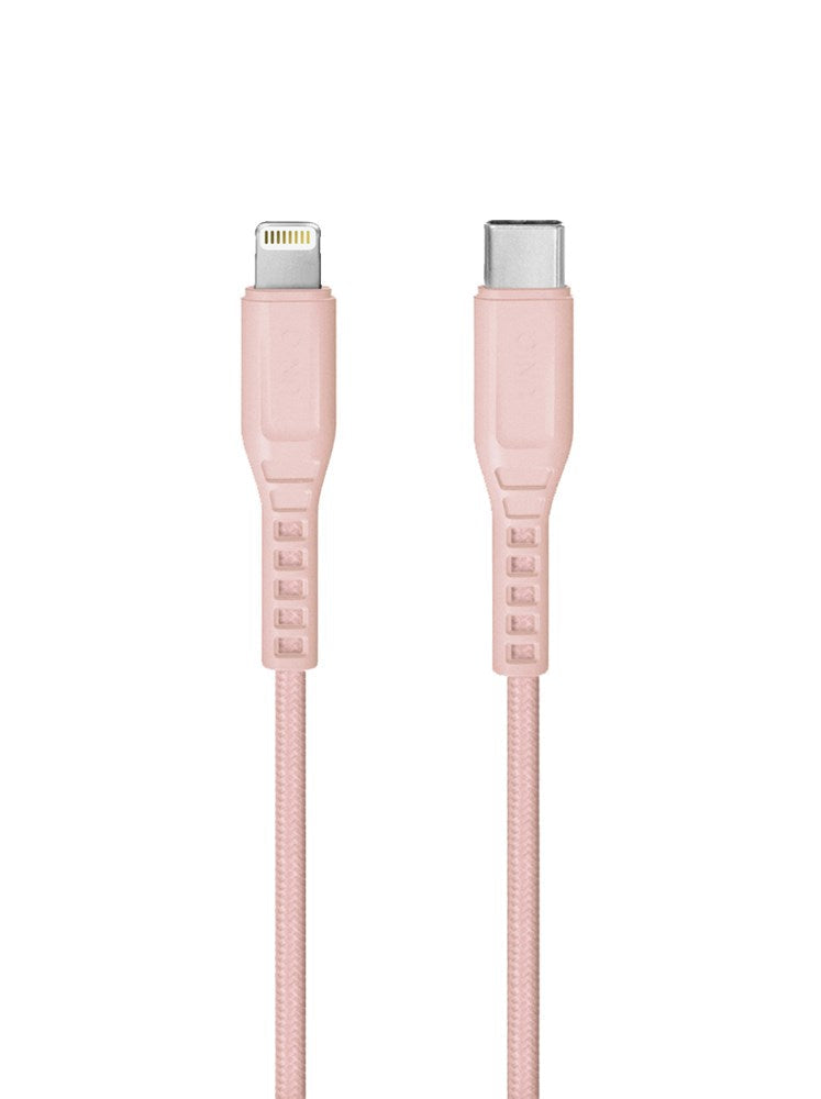 كابل يونيك فليكس سترين ريليف USB-C إلى لايتنينج بطول 1.2 متر - وردي خدود 
