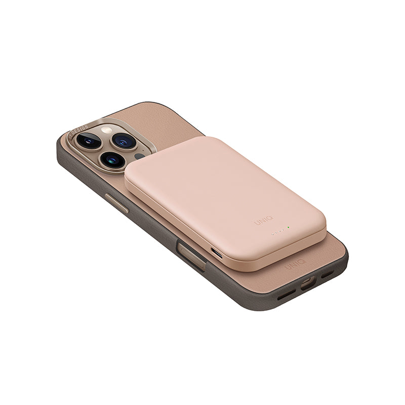 UNIQ Lyden Lexa 5000mAh Magnetic Fast Wireless USB-C PD Power Bank – Blush Pink