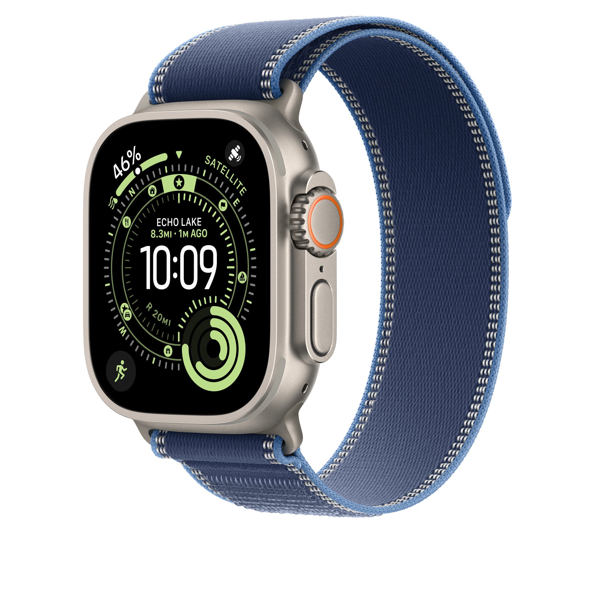 49mm Blue/Bright Blue Trail Loop - M/L - Natural Titanium Finish