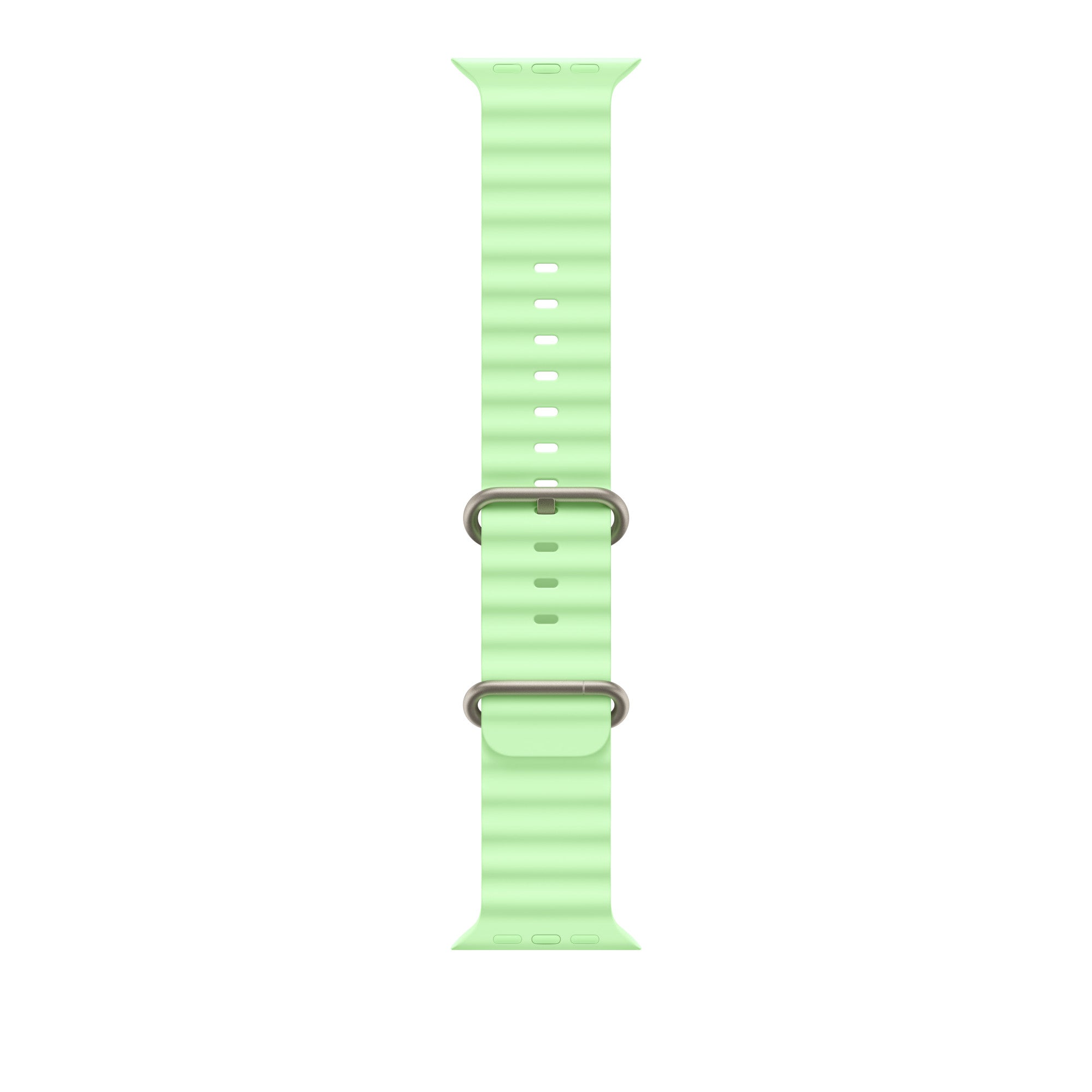 49mm Neon Green Ocean Band - Natural Titanium Finish