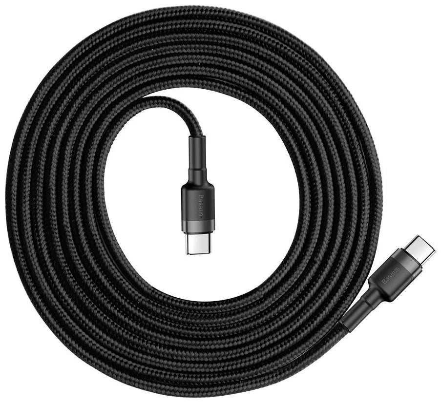 كابل Baseus Cafule PD2.0 60W للشحن السريع USB لـ Type-C (20V 3A) 2 متر رمادي + أسود