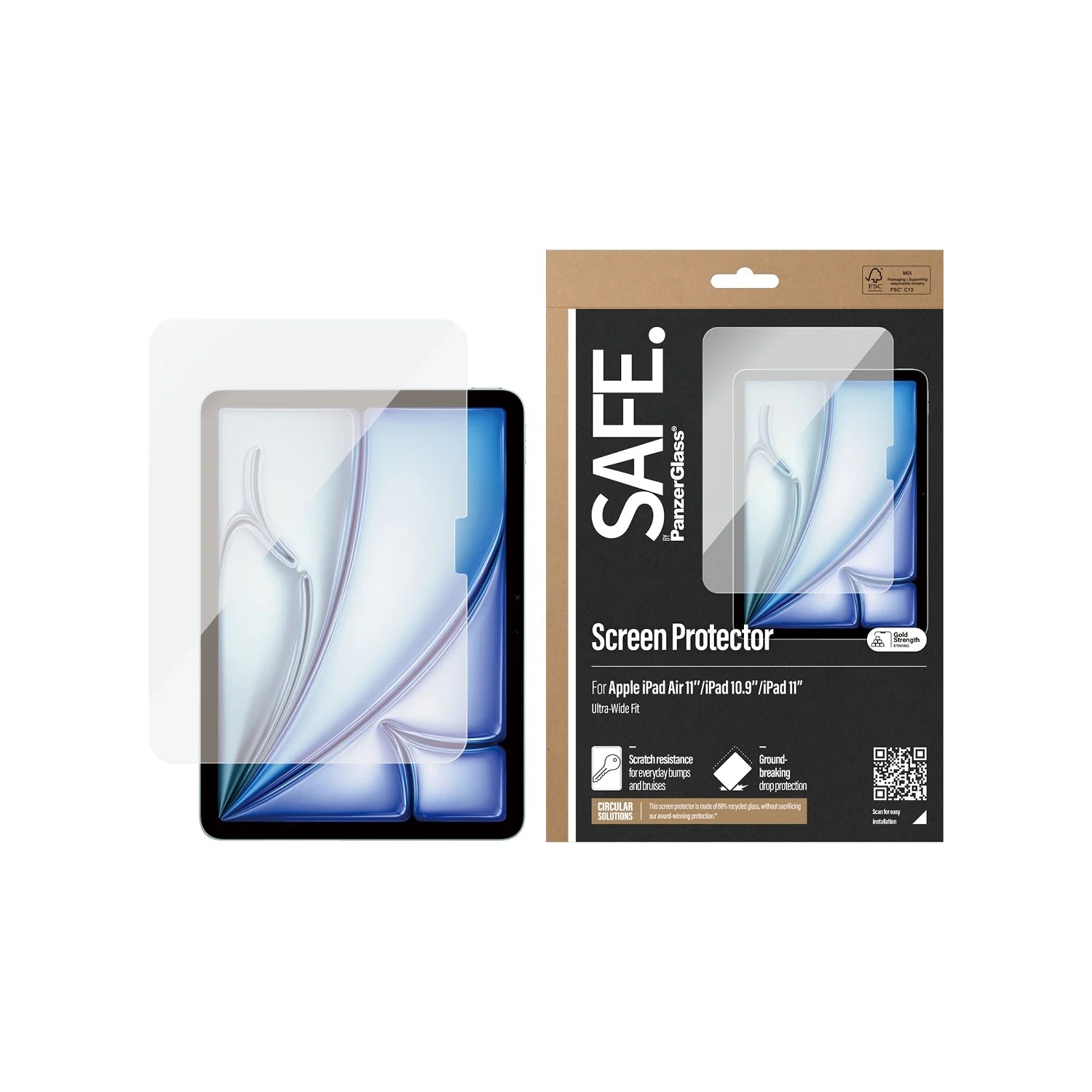 PanzerGlass® SAFE. Ultra-Wide Fit Screen Protector for iPad 10.9" (2022), iPad 11" (2025), and iPad Air 11" (2024/2025)