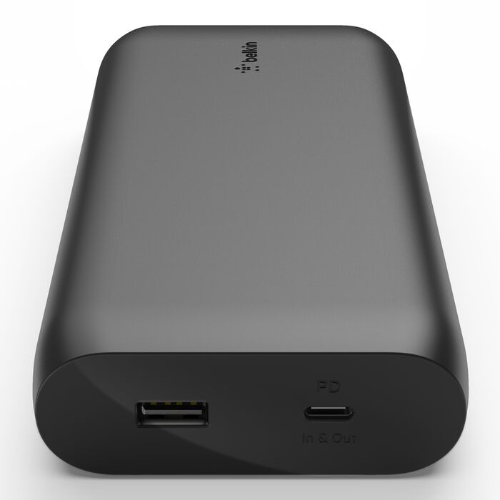 شاحن محمول من Belkin - كابل USB-C متضمن - بنك طاقة USB-C PD 20000 مللي أمبير/ساعة أسود