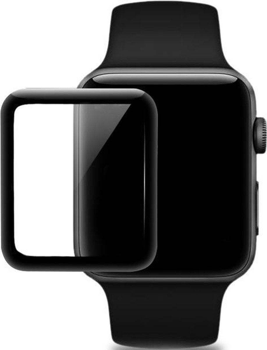 واقي شاشة زجاجي 4D GLASS SERIES 9H منحني بالكامل لساعة Apple Watch Series 1 / 2 / 3 (38 مم) - شفاف / أسود