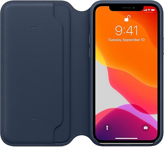 حافظة Apple Leather Folio (لجهاز iPhone 11 Pro) - أزرق بحري عميق 