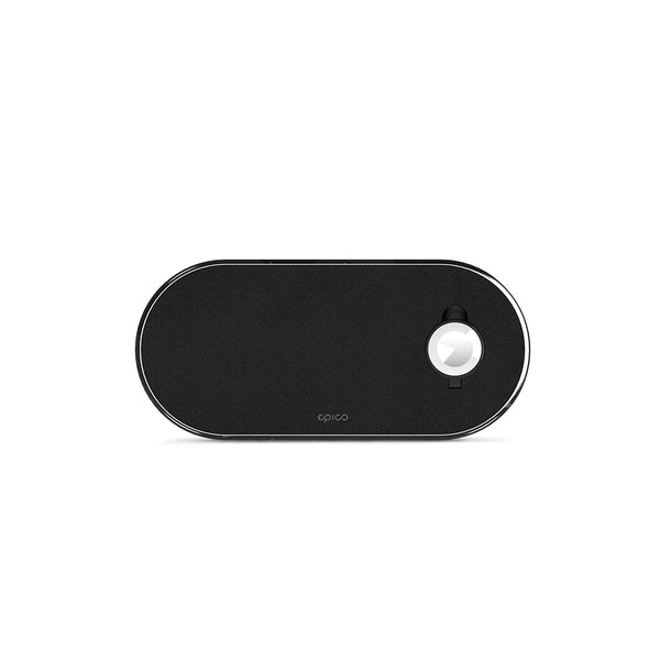 Epico wireless charging pad 3in1 black PU leather - Space Grey
