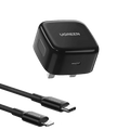 شاحن حائط يوجرين 20 وات USB-C PD مع كابل لجهاز iPhone - أسود