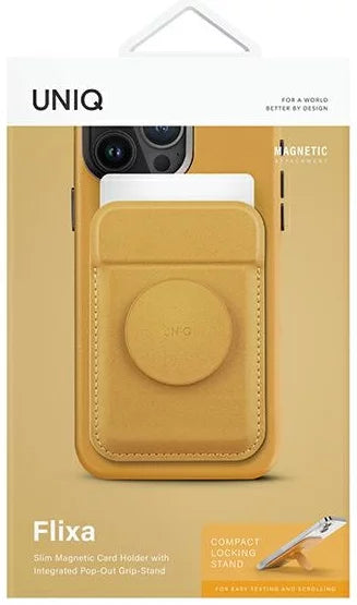 UNIQ Flixa magnetic card wallet with stand yellow MagSafe (UNIQ-FLIXA-CYELLOW)