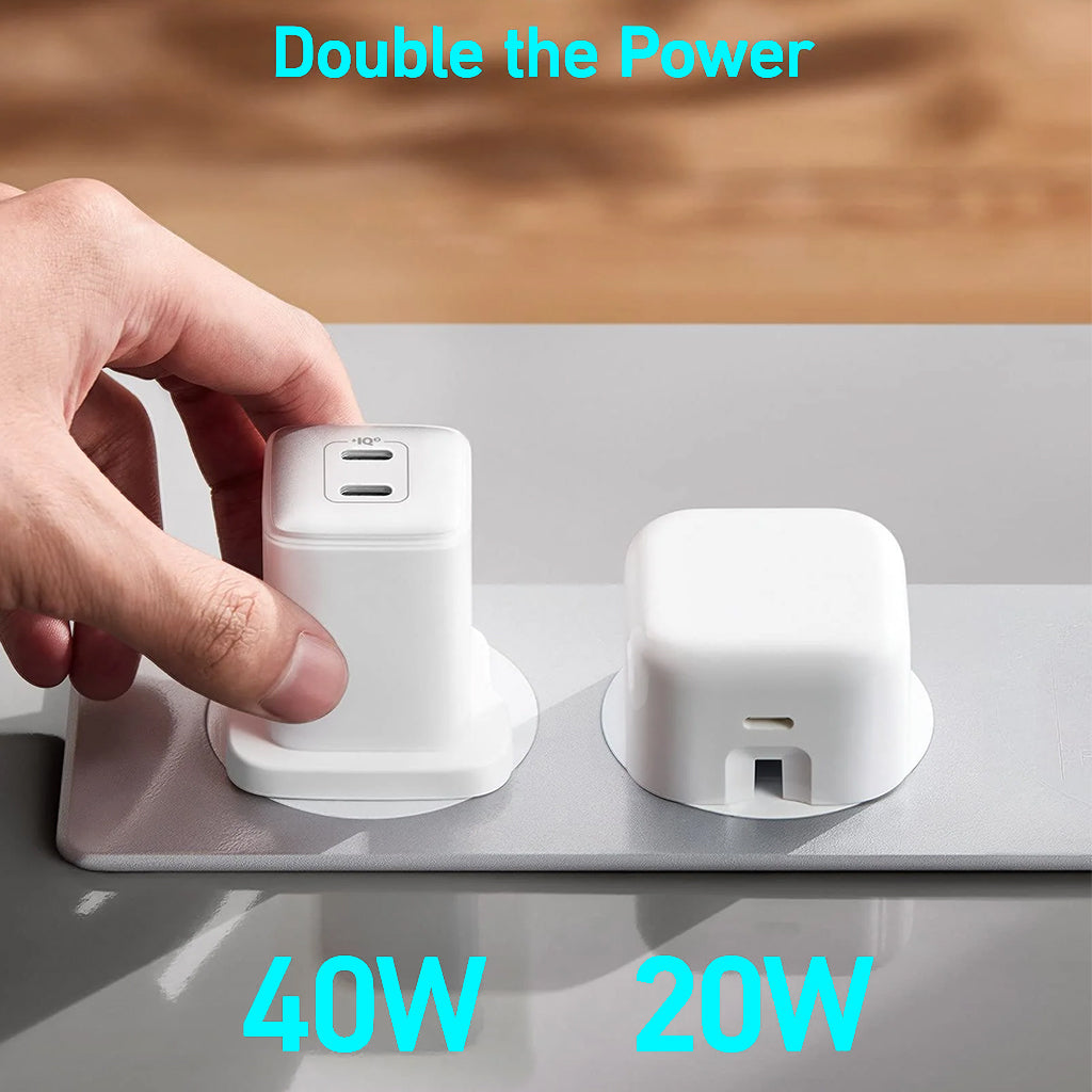 شاحن حائطي بمنفذين USB Type-C بقوة 40 وات، Anker A2038K21 أبيض