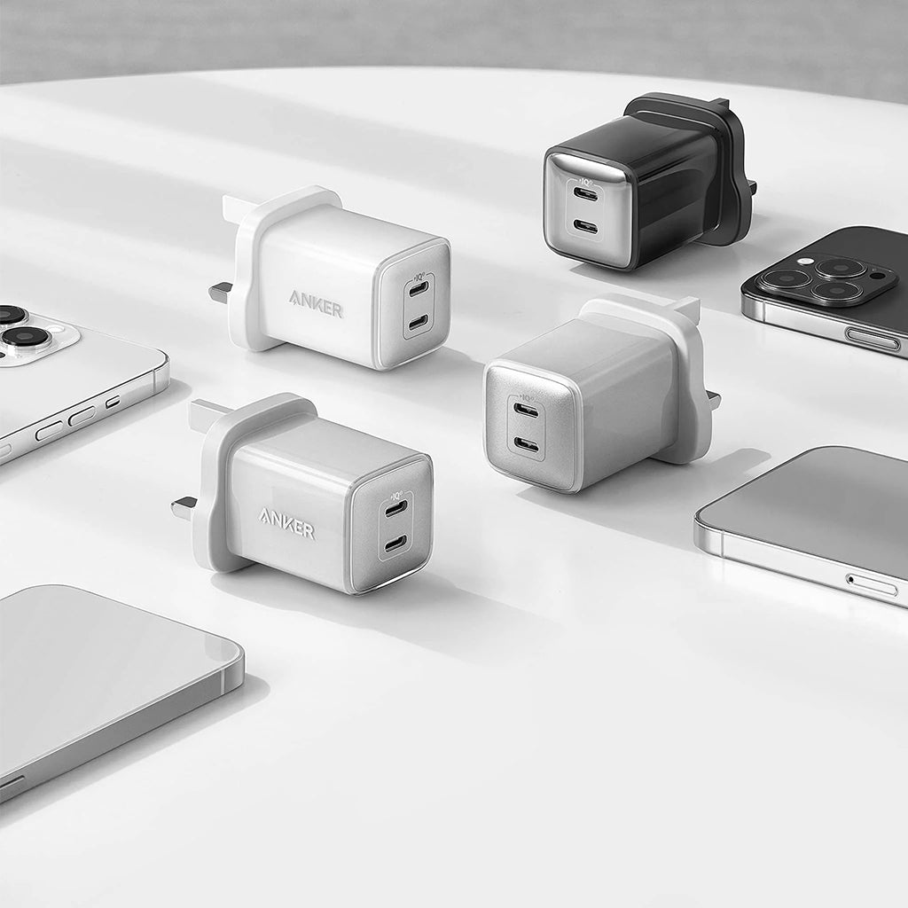 شاحن حائطي بمنفذين USB Type-C بقوة 40 وات، Anker A2038K21 أبيض