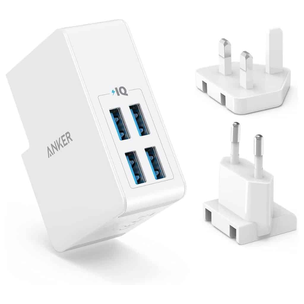 محول شحن حائطي ANKER POWER PORT 4 LITE رباعي المنافذ (A2042L21) - أبيض