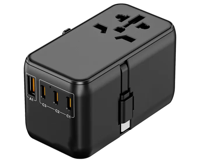 محول طاقة عالمي من Adonit PD 85W Type-C مع كابل أسود