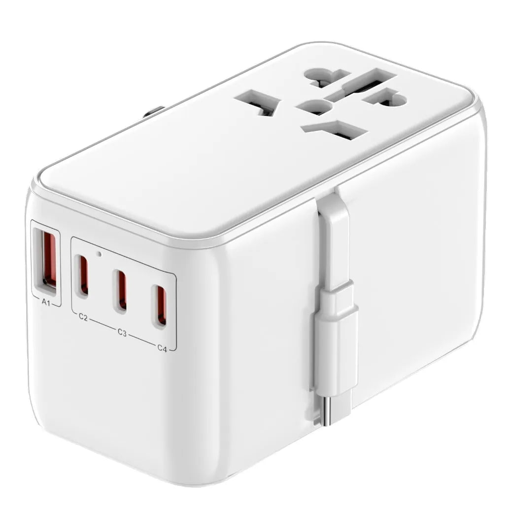 محول طاقة عالمي من Adonit PD 85W Type-C مع كابل أبيض