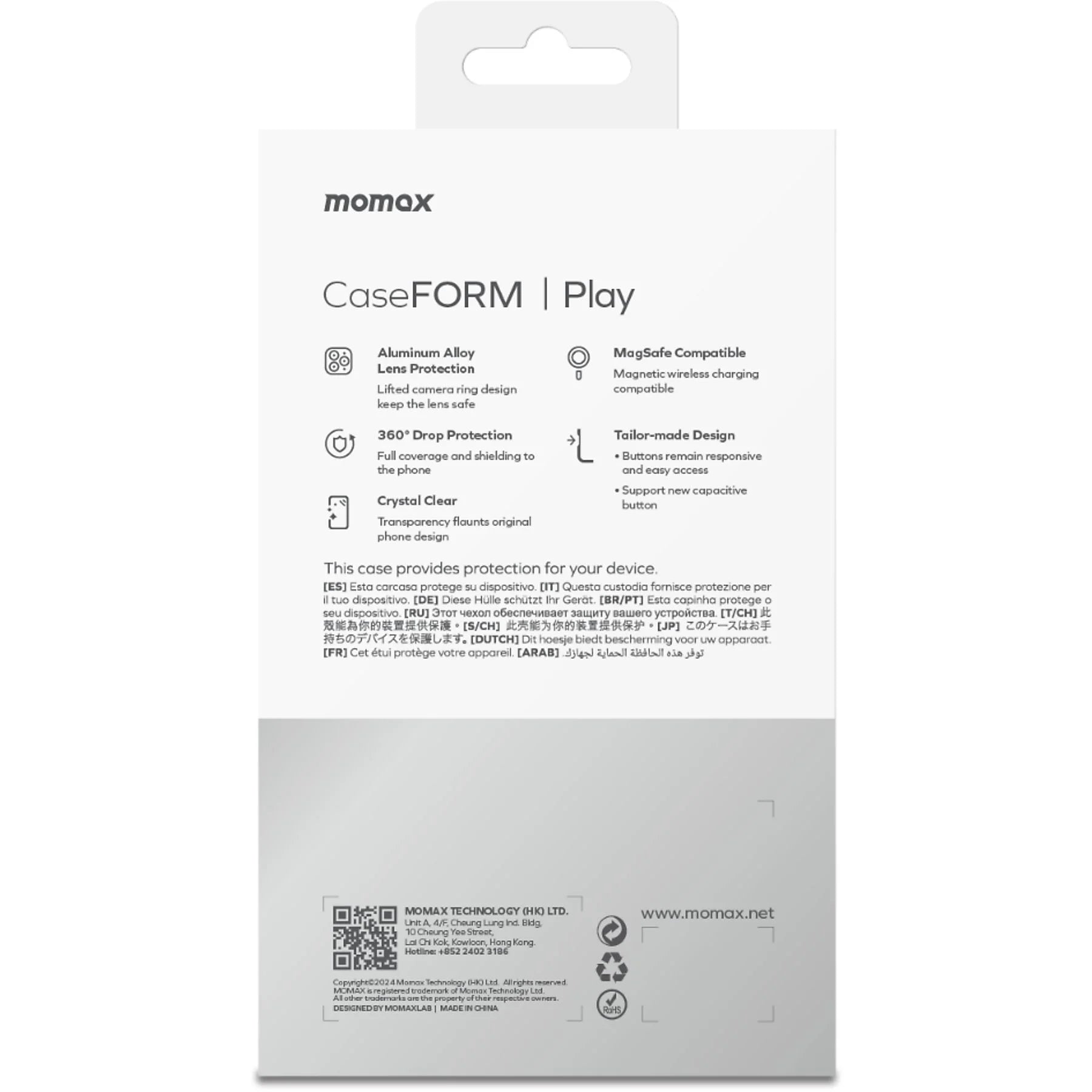 Momax CaseForm Play Smartphone Case for iPhone 16 Clear