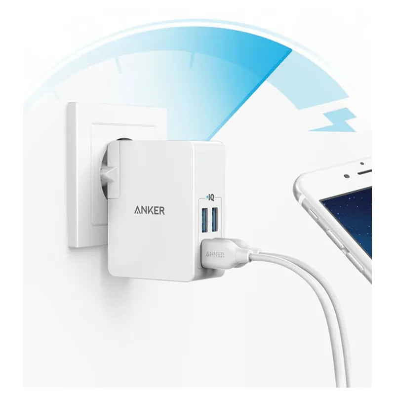 محول شحن حائطي ANKER POWER PORT 4 LITE رباعي المنافذ (A2042L21) - أبيض