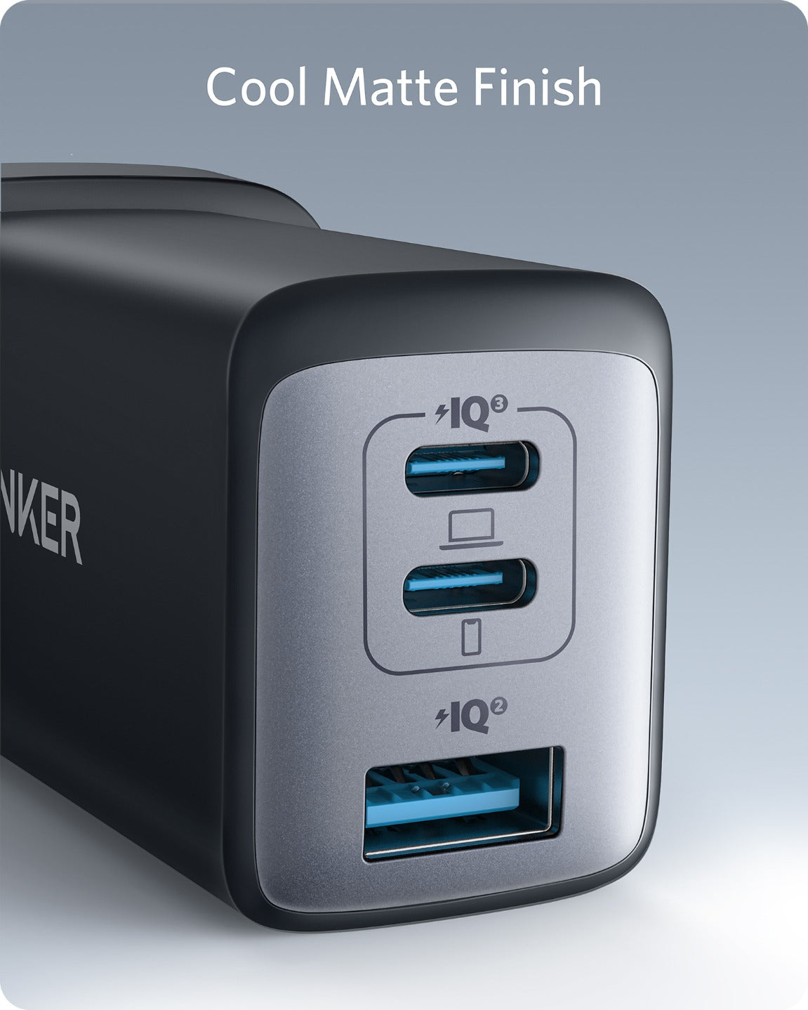 جراب Anker PowerPort III ثلاثي المنافذ بقوة 65 وات (أسود)