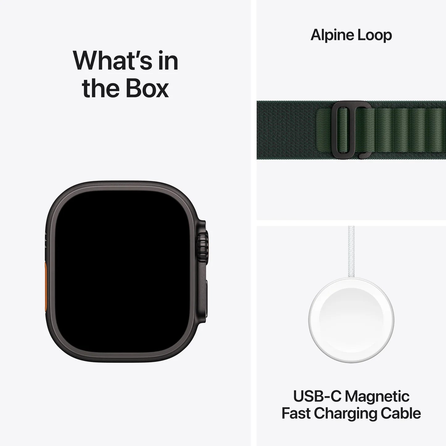 ساعة Apple Watch Ultra 2 GPS + Cellular مقاس 49 مم، هيكل أسود من التيتانيوم مع حلقة Alpine خضراء داكنة (كبيرة) MX4T3QA/A