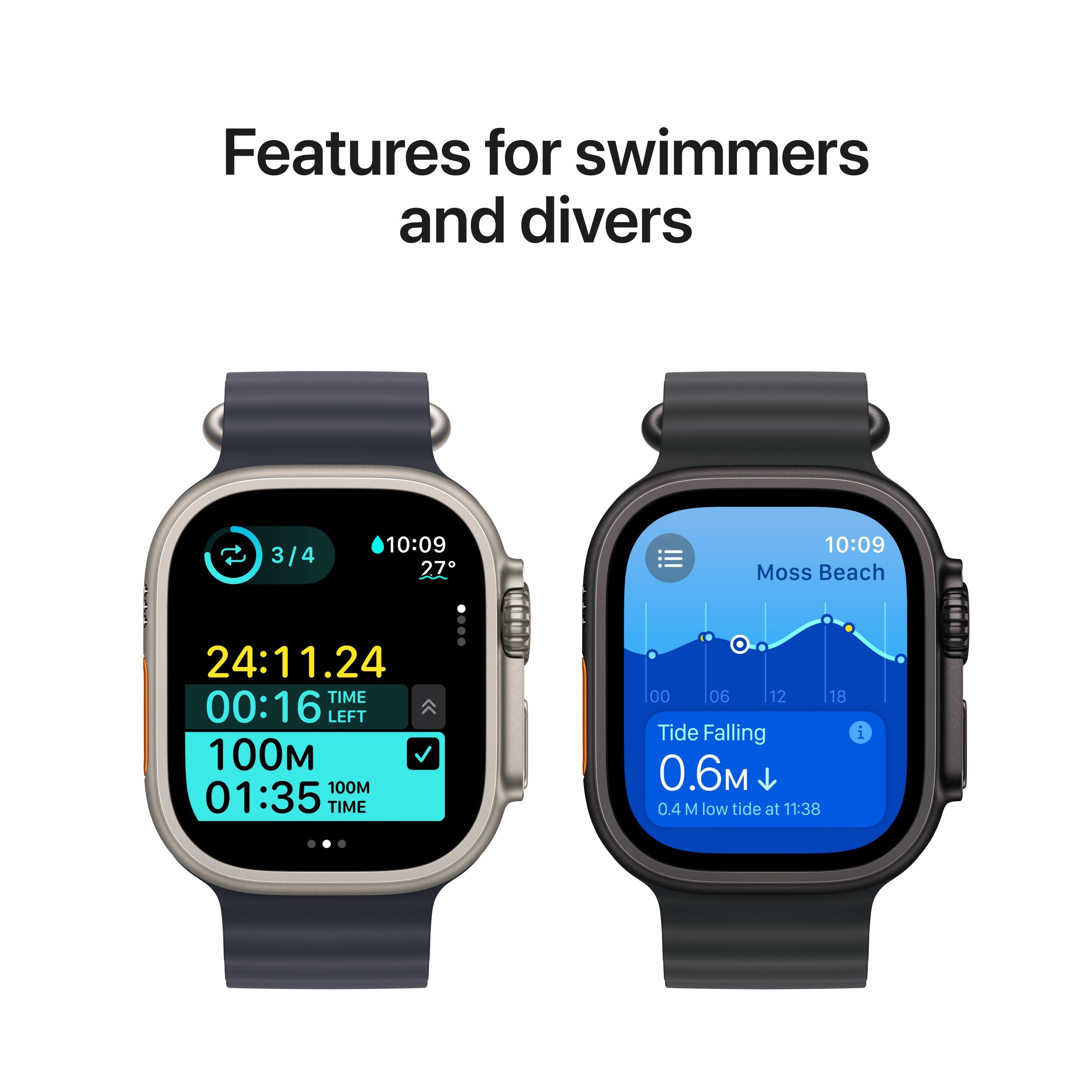 ساعة Apple Watch Ultra 2 GPS + Cellular مقاس 49 مم، هيكل من التيتانيوم الأسود مع حلقة سوداء 