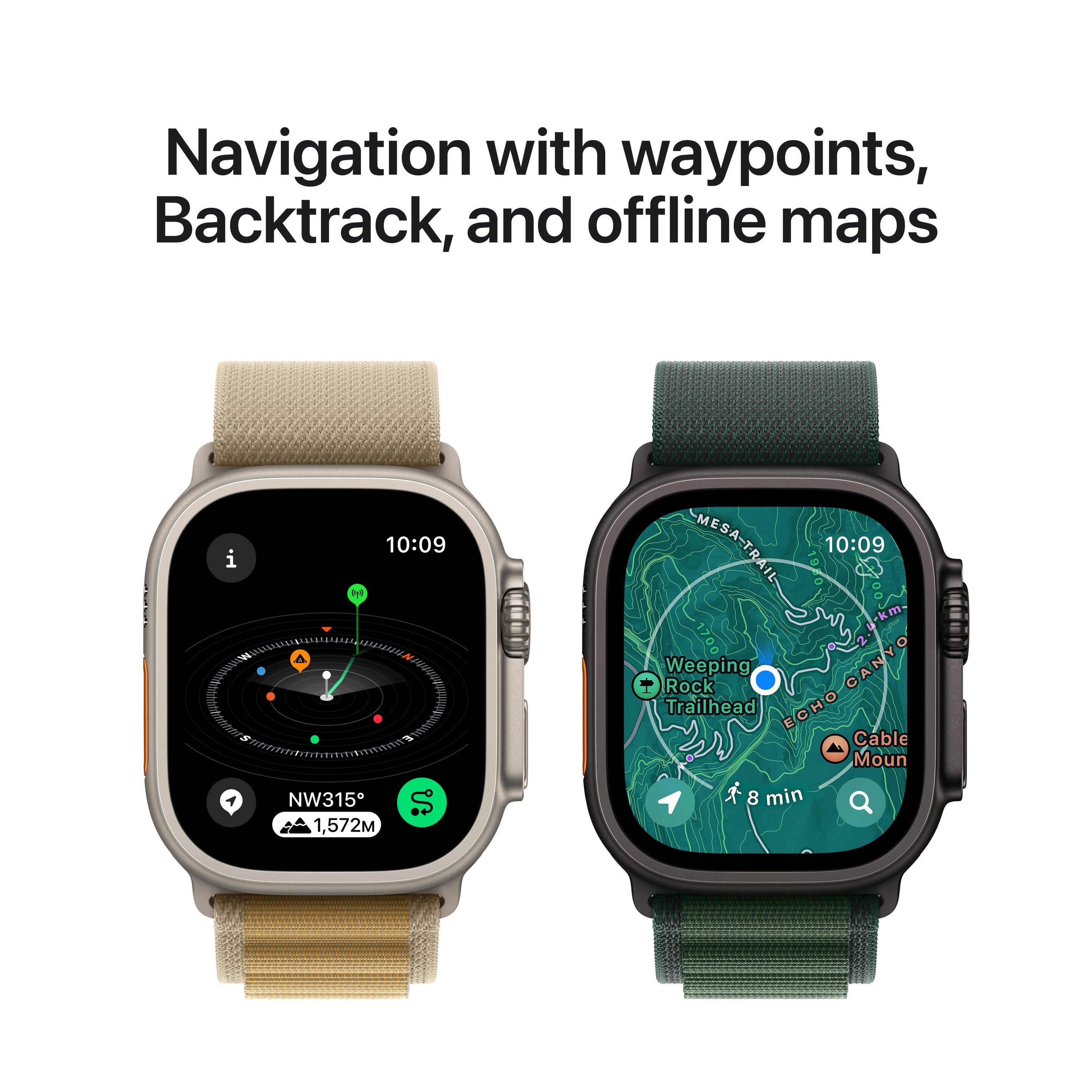 ساعة Apple Watch Ultra 2 GPS + Cellular مقاس 49 مم، هيكل من التيتانيوم الأسود مع حلقة سوداء 