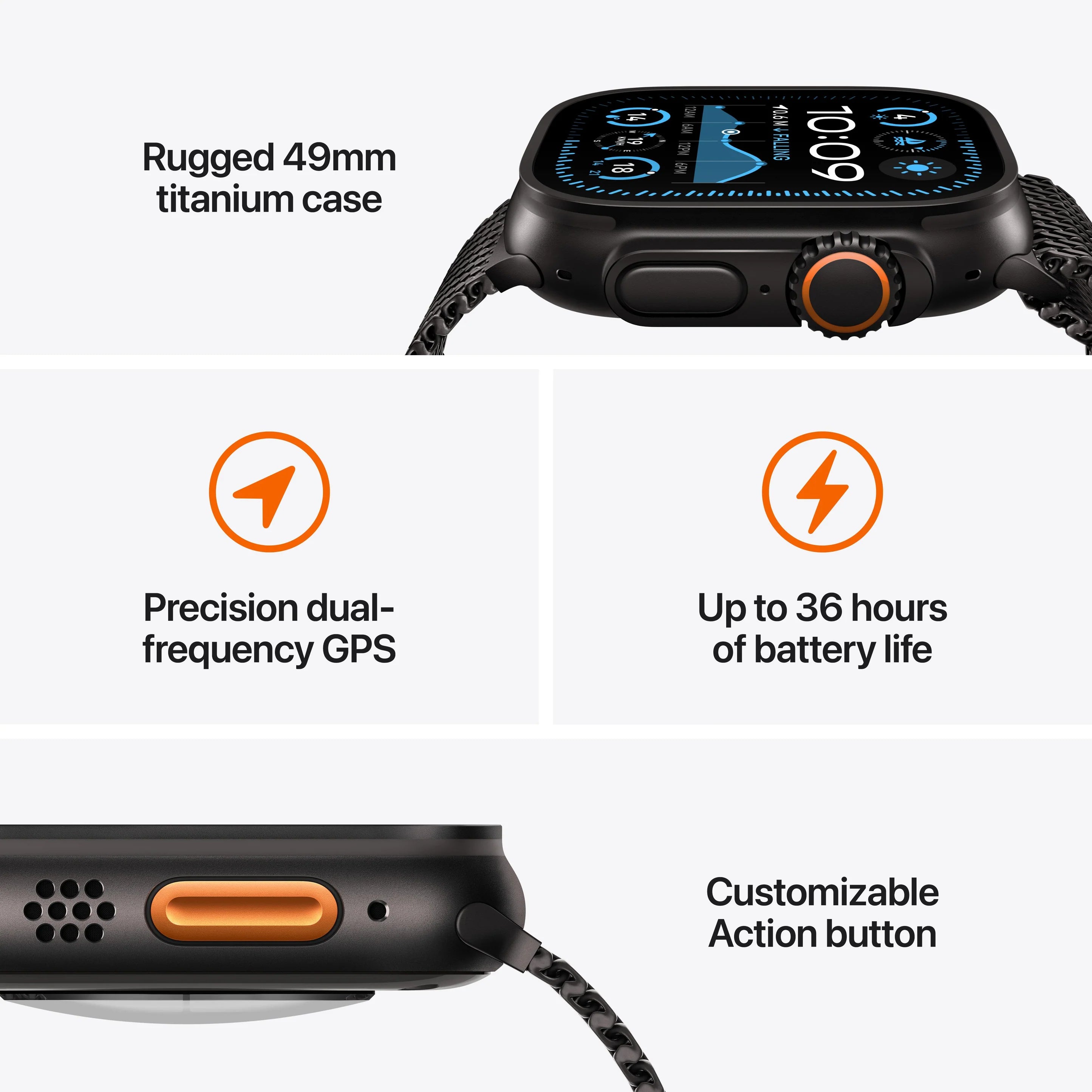 ساعة Apple Watch Ultra 2 GPS + Cellular مقاس 49 مم مع هيكل Ocean Band 2024