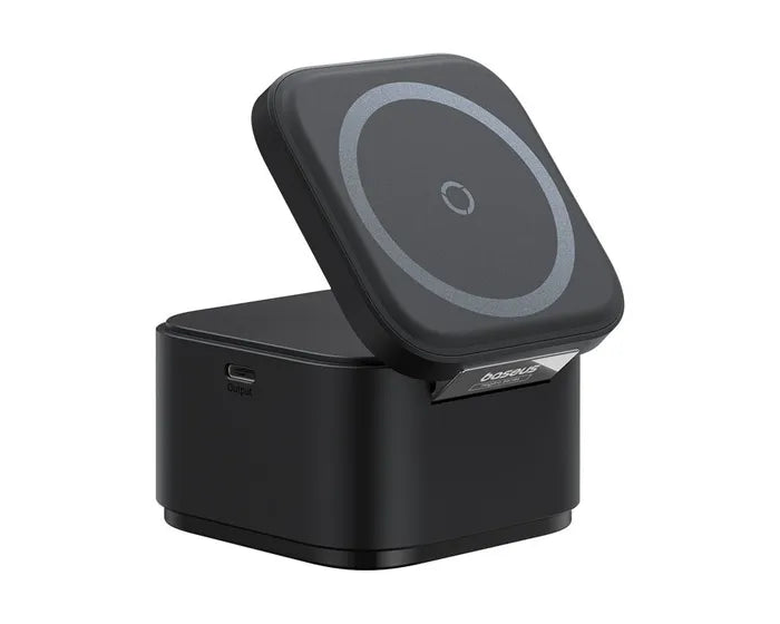 شاحن Baseus Mag Pro 2 في 1 مغناطيسي لاسلكي 25 واط أسود كوزميك