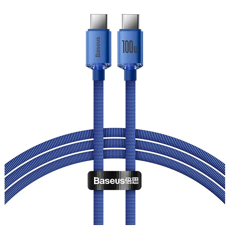 كابل Baseus Crystal Shine USB-C / USB-C CAJY000703 - 2 متر - أزرق