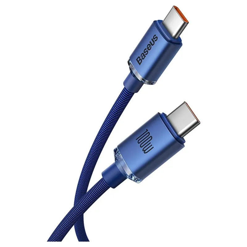 كابل Baseus Crystal Shine USB-C / USB-C CAJY000703 - 2 متر - أزرق
