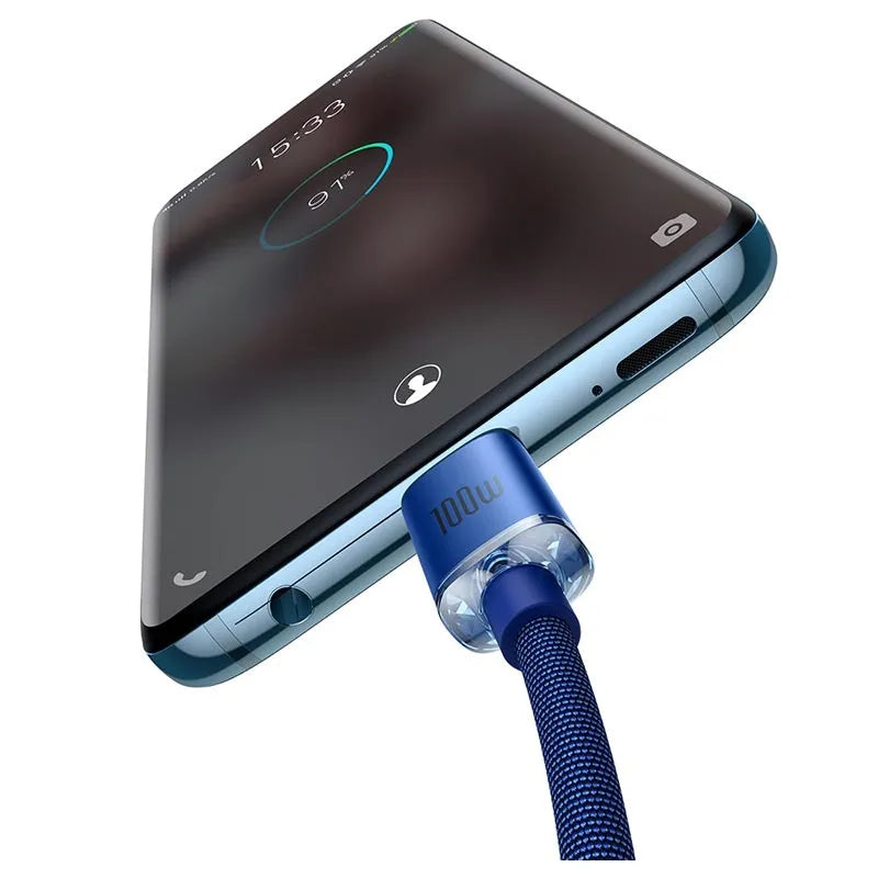 كابل Baseus Crystal Shine USB-C / USB-C CAJY000703 - 2 متر - أزرق