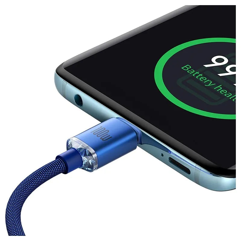 كابل Baseus Crystal Shine USB-C / USB-C CAJY000703 - 2 متر - أزرق