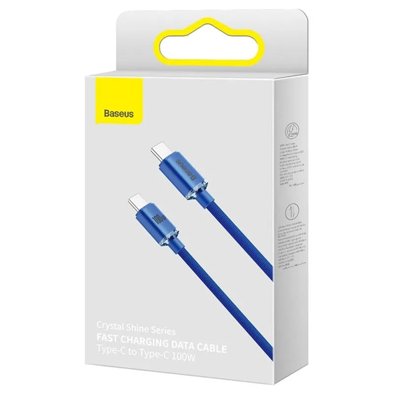 كابل Baseus Crystal Shine USB-C / USB-C CAJY000703 - 2 متر - أزرق