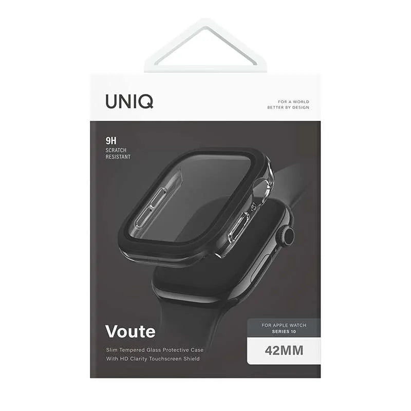 UNIQ Voute Case with Screen Protection for Apple Watch Series 10 42MM – Black