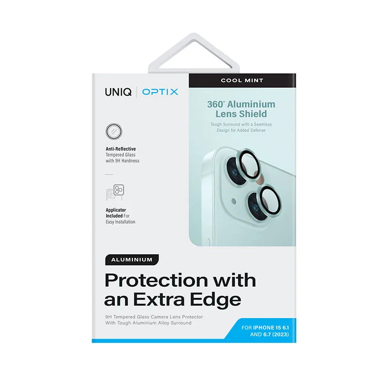 UNIQ OPTIX IPHONE 15 (2023) 6.1 / 6.7 ALUMINIUM CAMERA LENS PROTECTOR - COOL MINT (MINT)
