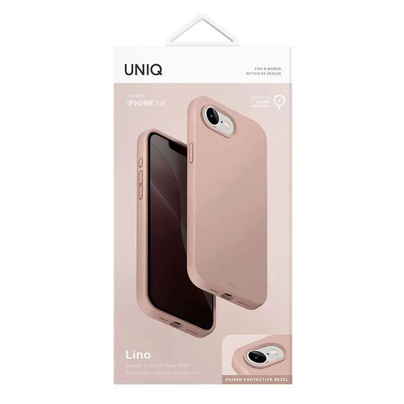 UNIQ Lino Magsafe Compatible Phone Case for iPhone 16E – Blush Pink