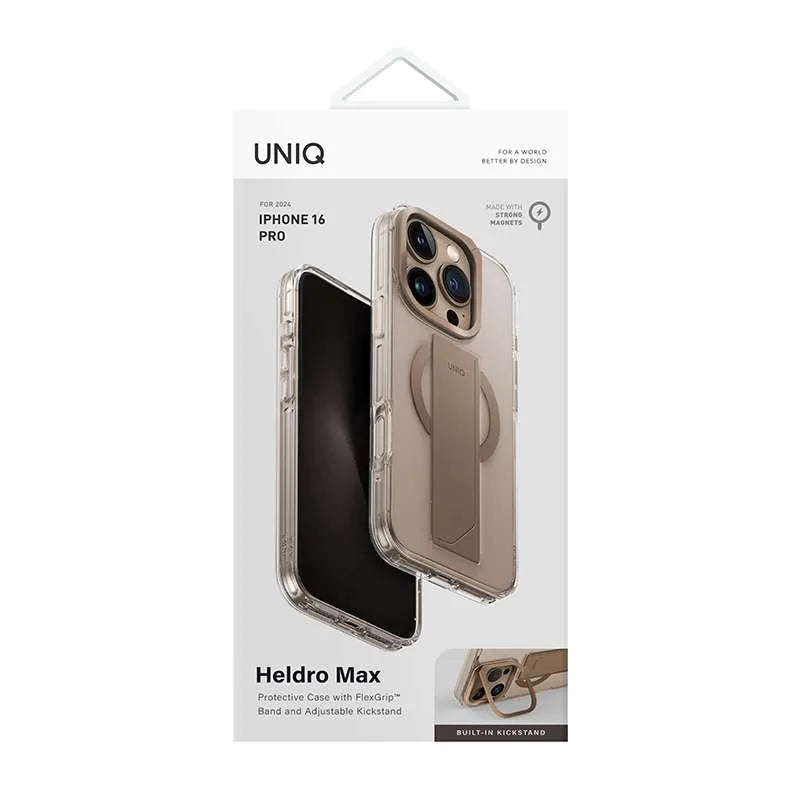 Uniq Heldro Max MagClick MagSafe Charging Compatible Phone Case for iPhone 16 Pro – Taupe Gold