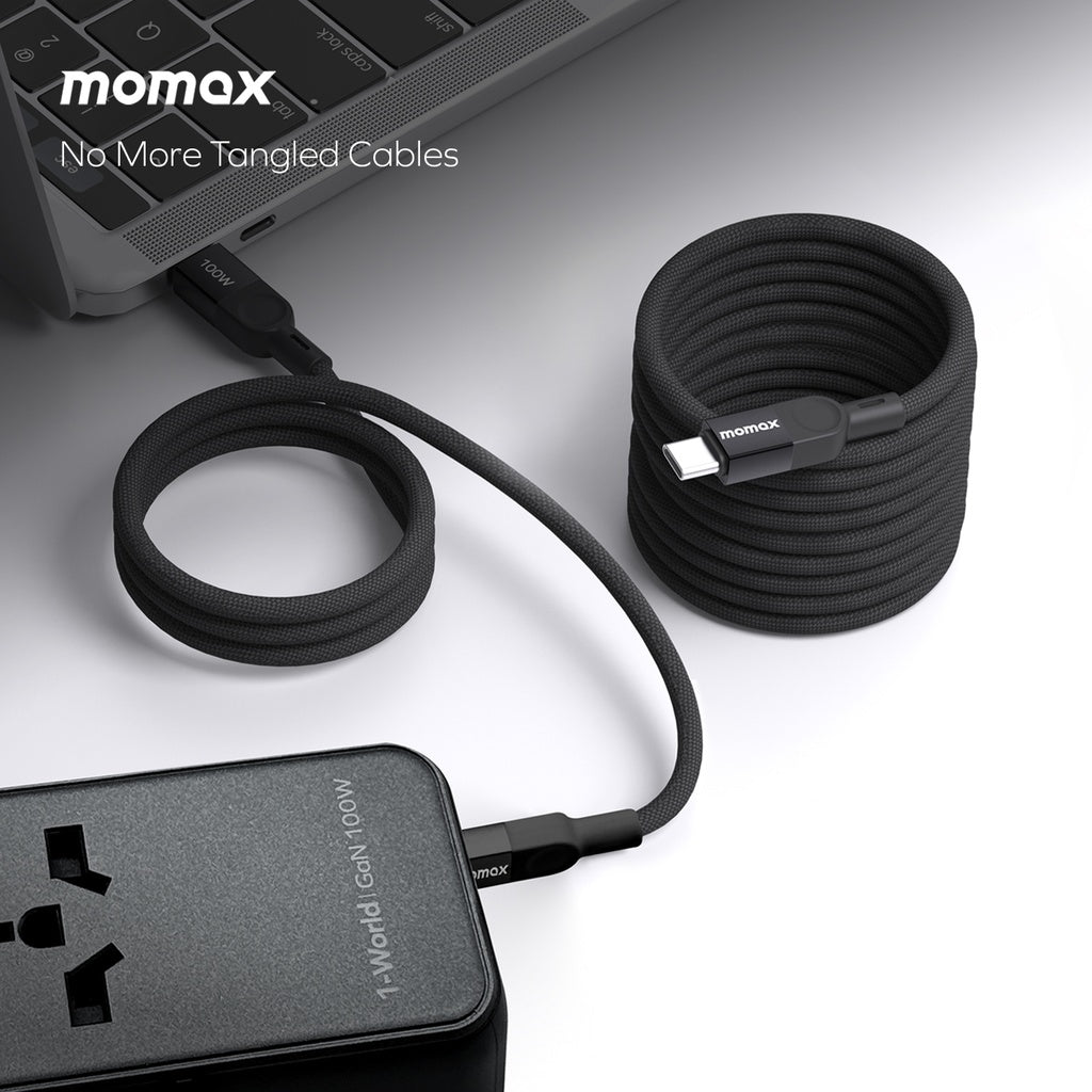 كابل مغناطيسي MOMAX ELITE MAG LINK 100 واط USB-C إلى USB-C بطول 1 متر