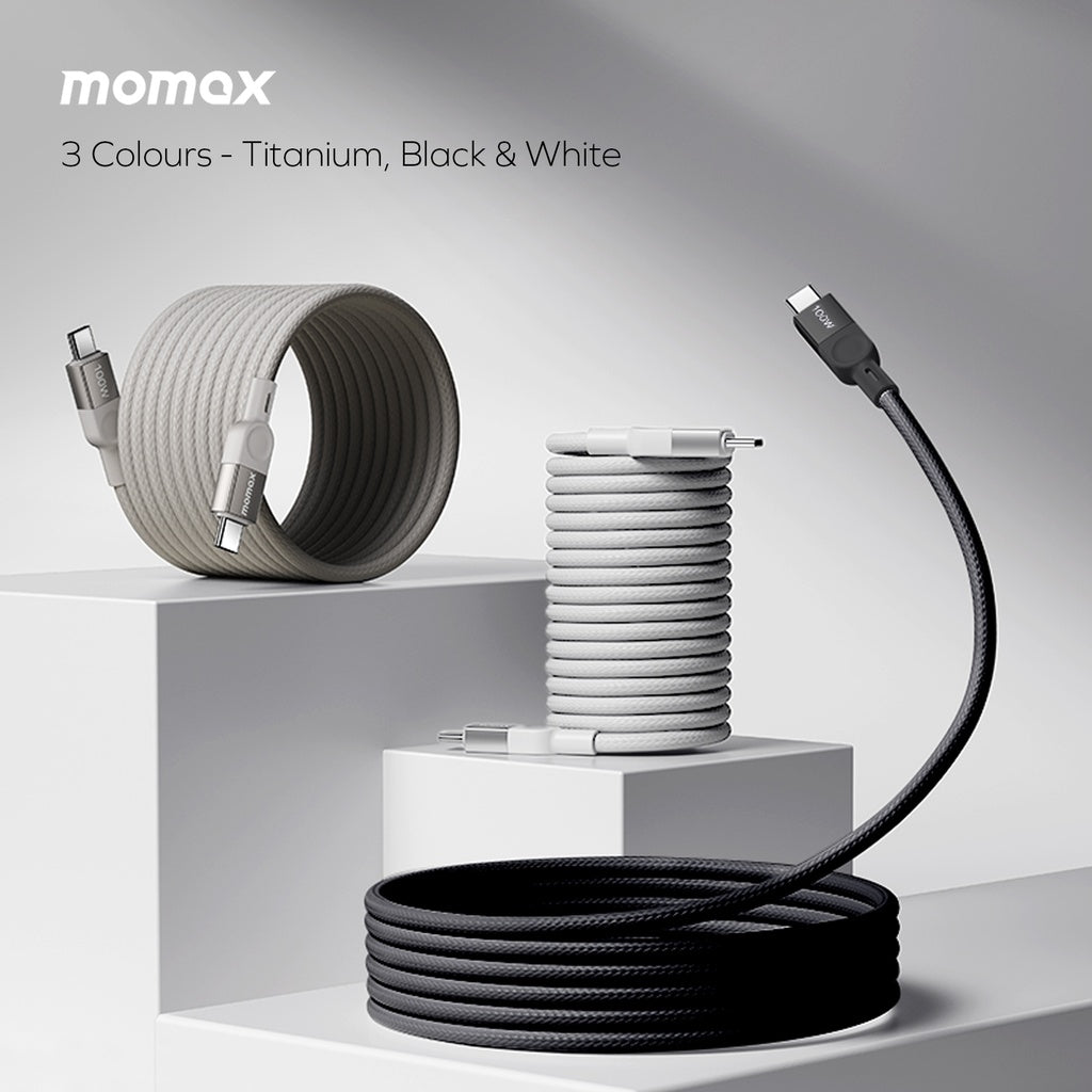 كابل مغناطيسي MOMAX ELITE MAG LINK 100 واط USB-C إلى USB-C بطول 1 متر