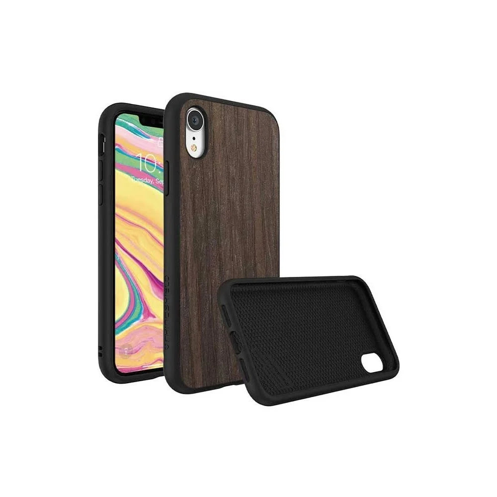 RhinoShield Solid Suit iPhone XR Case - Brown Wood with Black Trim