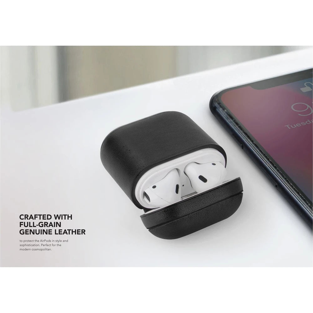 جراب جلدي أصلي لسماعات Airpod من Uniq (لون زيتوني)