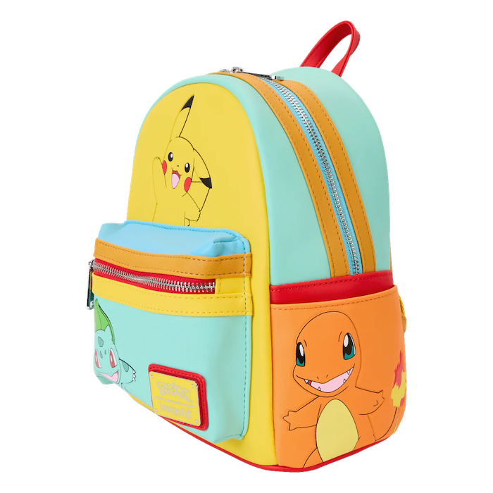 Loungefly Leather: Pokémon Color Block Starters Mini Backpack