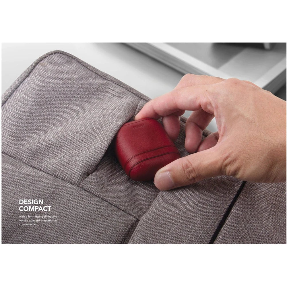 جراب جلدي أصلي لسماعات Airpod من Uniq (لون زيتوني)